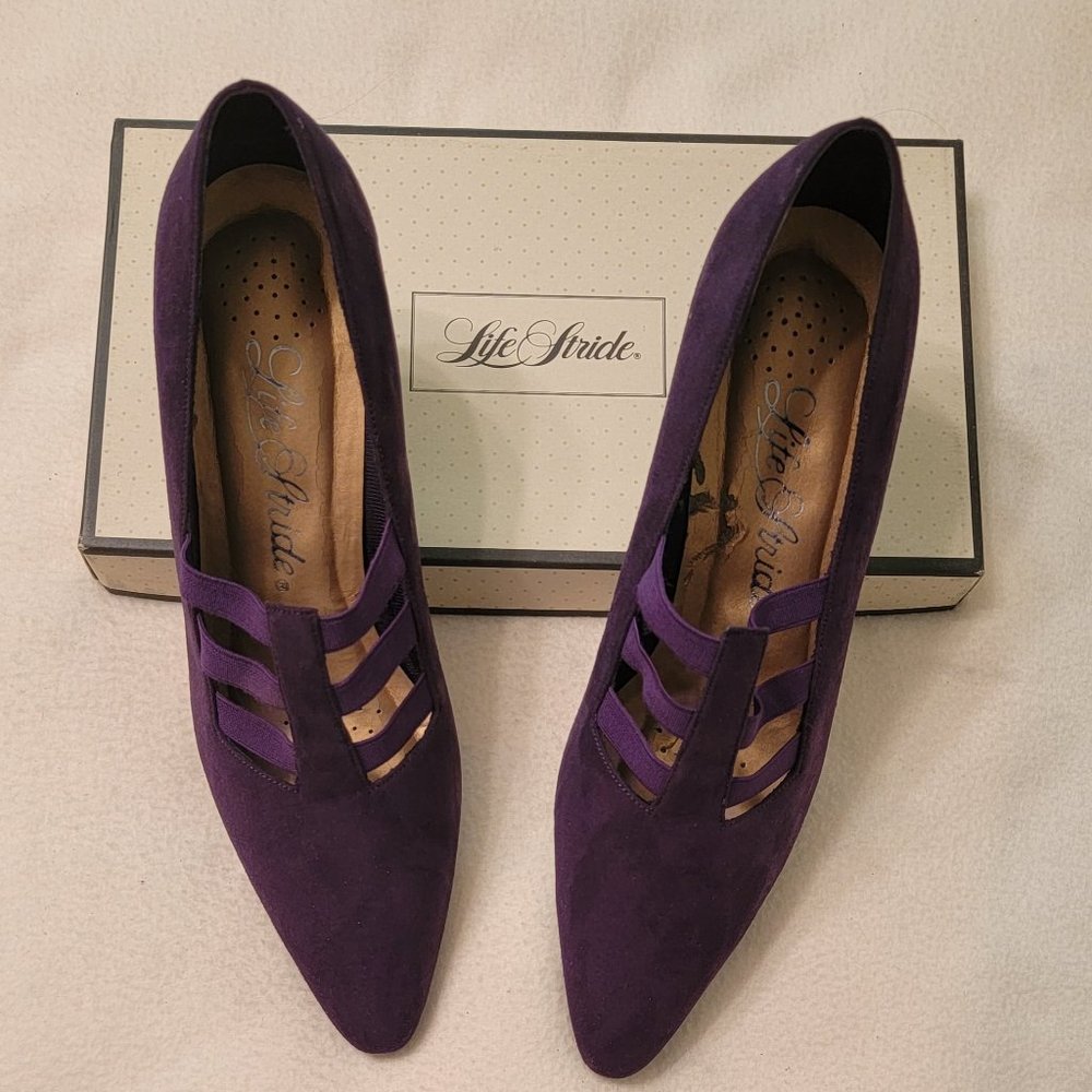 #42 - New with box. Life Stride extra Royal purple heels
